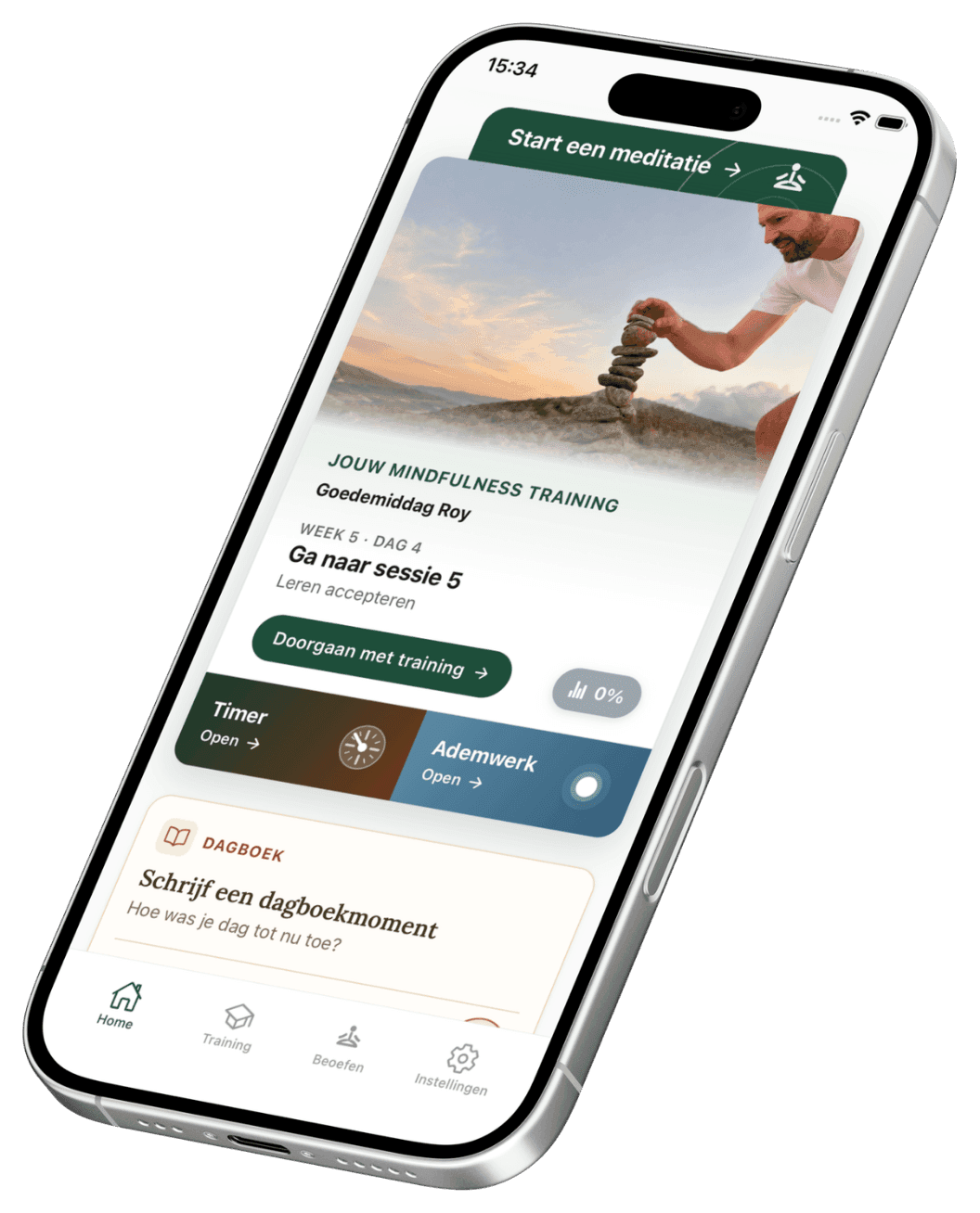 Awaren-app met je mindfulness-training en aanbevolen meditatie